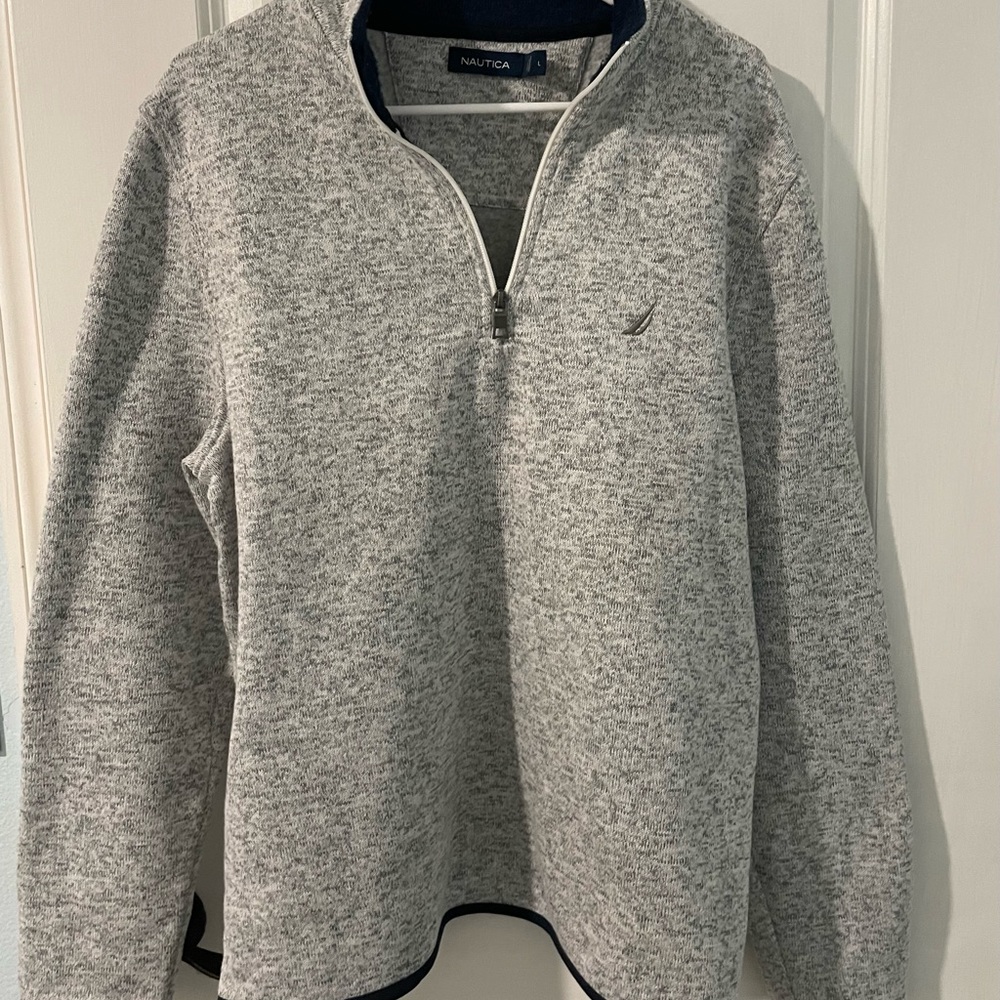 Nautica Men’s Gray half zippered sweater size Large